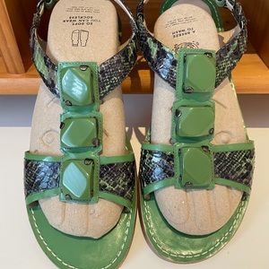COPY - Via Spiga green croc embossed sandals SZ 81/2 M